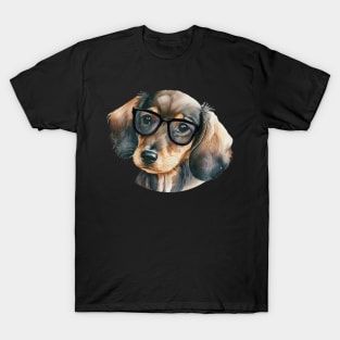 Cute Dachshund with black glasses T-Shirt